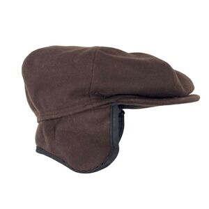 Wigens Wool Hat Mens Size 62 Brown Wool Ear Flap Newsboy Golf Baseball Luxury
